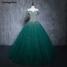 Длинное Зеленое бальное платье для Бала 16 лет, платье для выпускного вечера 15 лет, бальное платье vestidos De 15 Anos