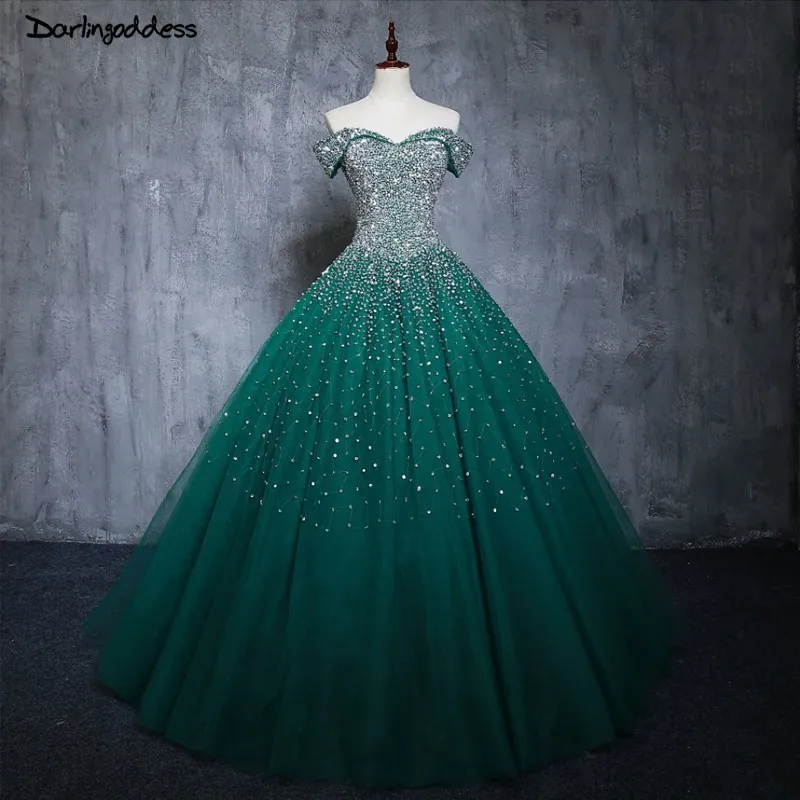 2019 Long Green Quinceanera Dress Ball Gown Sweet 16 Fromal Prom Dress ...