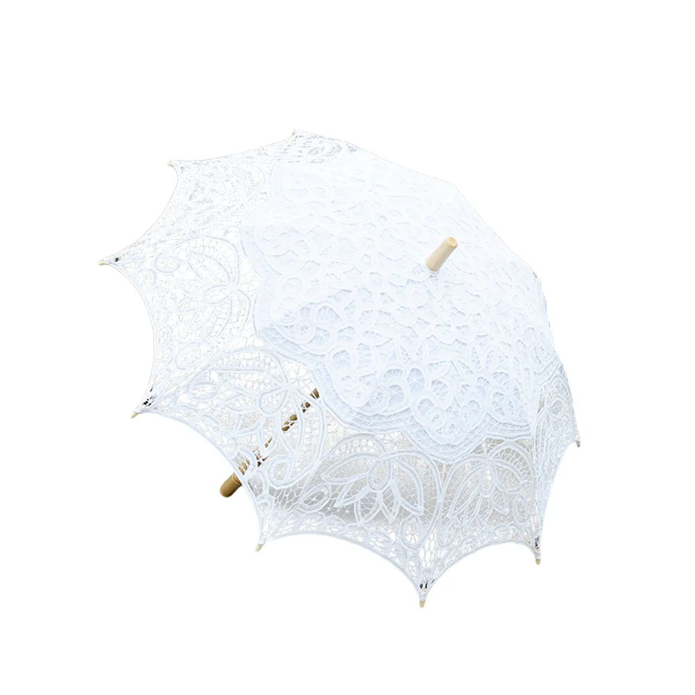 

1 pc Bridal Umbrella Cotton Lace Embroidery Handmade Costume Accessory Photo Props for Dance Performance