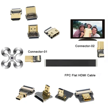 

CYDZ Micro HDMI Mini HDMI 90 degree Adapter 5cm-100cm FPC Ribbon Flat HDMI Cable Pitch 20pin for Multicopter Aerial Photography