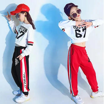 

Kids Hip Hop Clothing Dance Costume Girls Cropped Sweatshirt Shirt Top Jogger Pants Jazz Ballroom Dancing Stage wear Outfits