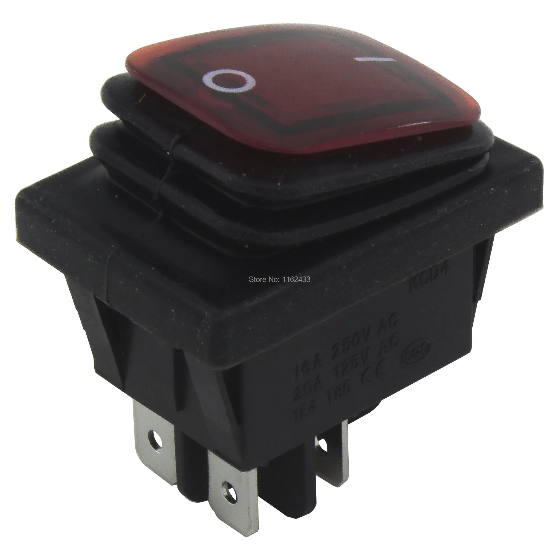 

Waterproof boat rocker switch KCD4-2X1N perforate 29 x 22 mm 4 pin ON - OFF power switch with 220V light