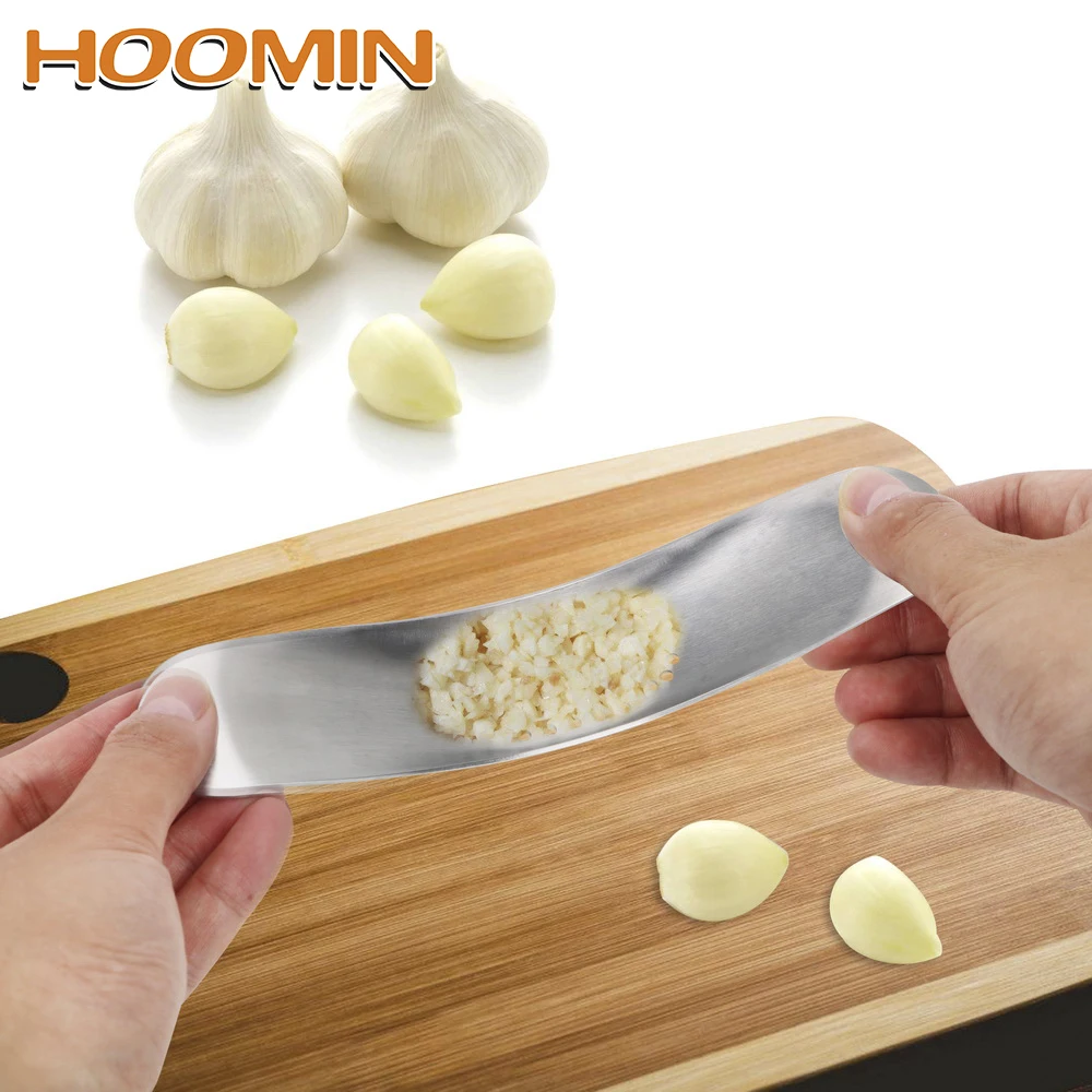 

HOOMIN Garlic Presses Kitchen Accessories Ginger Crusher Chopper Cutter Stainless Steel Cooking Tools Garlic Grinding Slicer