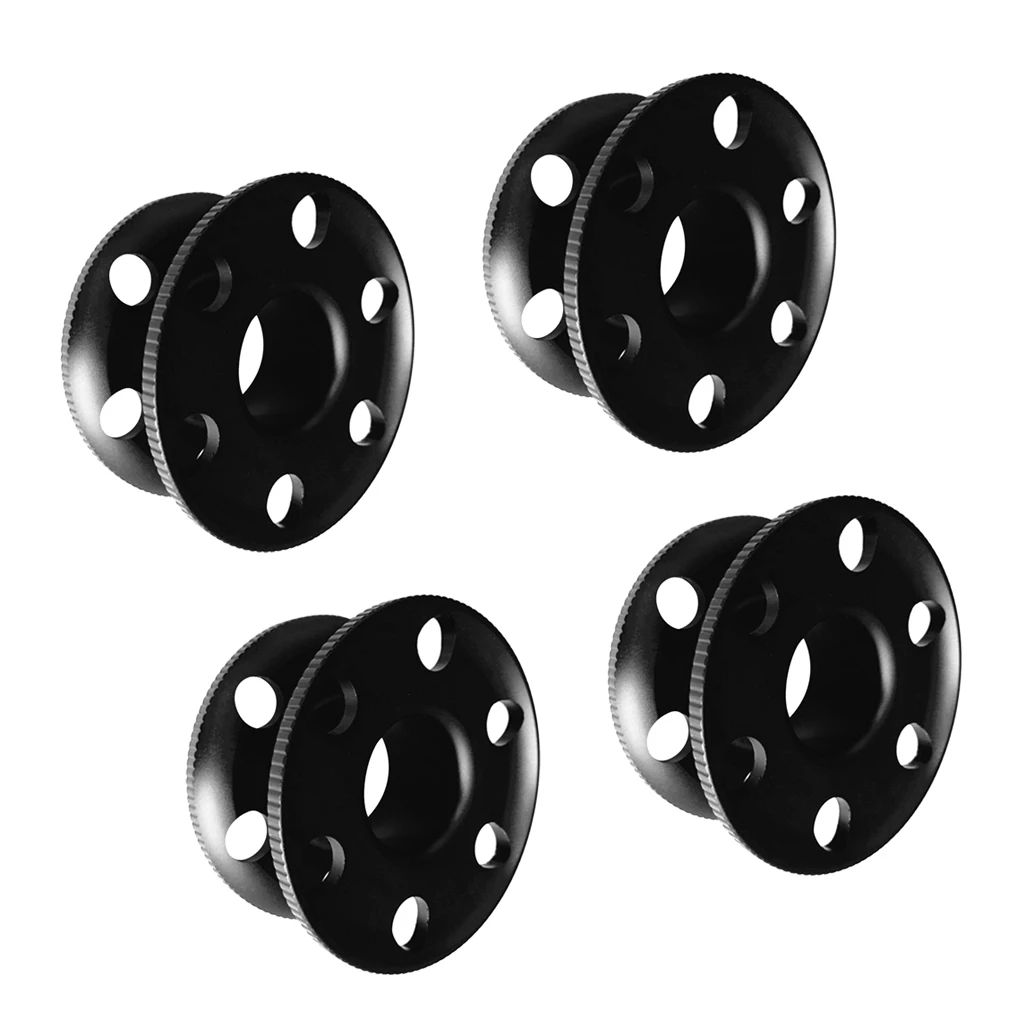 

4 Pieces Aluminum Alloy Empty Finger Reel Wreck Scuba Diving Tech Spool - Black