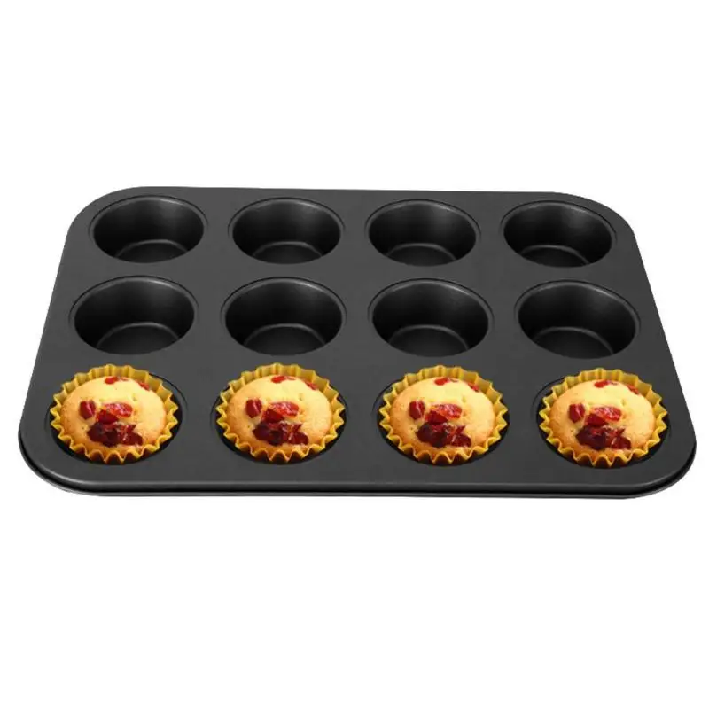 

12 Girds Reusable Carbon Steel Cupcake Baking Pan Nonstick Cake Baking Mold Tray Pastry Tools Eco-friendly Kitchen Tools