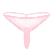 Нижнее белье для геев с низкой посадкой, стринги и стринги, сексуальные мужские сетчатые прозрачные трусики с мешочком для пениса, эластичные кружевные бикини трусы