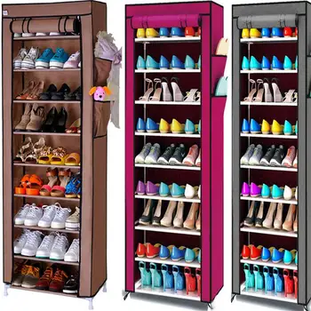 

9 Layers 27 Pairs Shoe Rack Dustproof Cover Closet Shoe Storage Cabinet Organizer