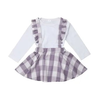 

Newborn Baby Girls Clothes Sets Romper Plaids Overall Skirt Suspender Casual Cotton Outfit Set Baby Girl 0-24M