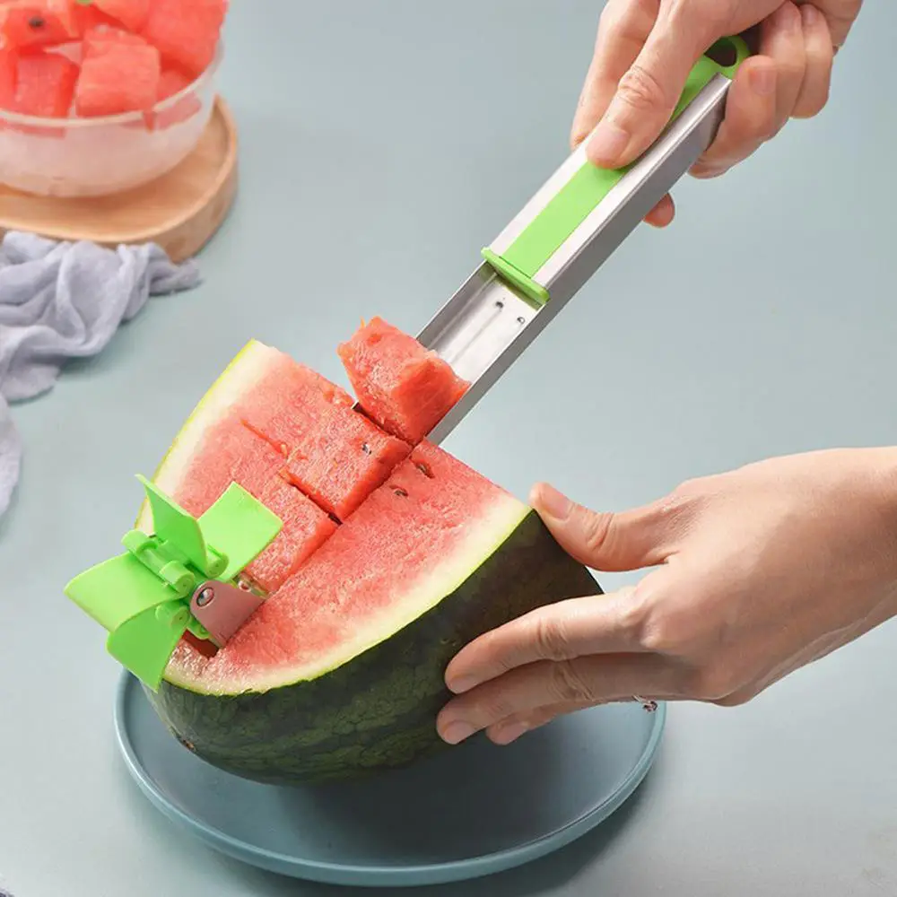 Stainless Steel Watermelon Cutter Windmill Shape Plastic Slicer for Cutting Watermelon Save Fruit Cutter Kitchen Fruit Tool