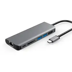 Тип C концентратор 6в1 Usb-C 3,1 до 4 к Hdmi Pd 2Usb3. 0 Dp Lan Dongle для Mackbook Pro