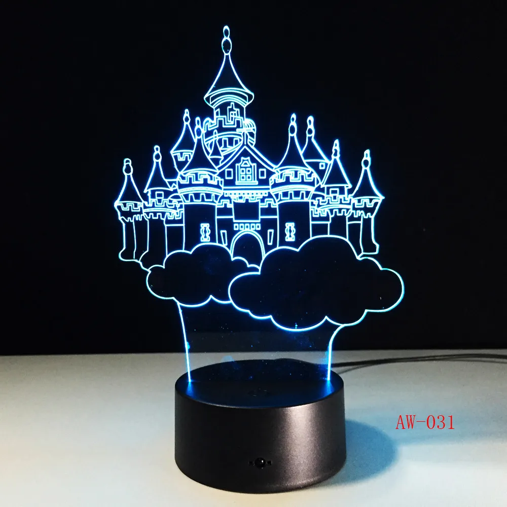 

3D Светодиодная настольная лампа в форме замка, ночники, светодиодное иллюзионное освещение для детской спальни, свадебное украшение, подарок на день рождения