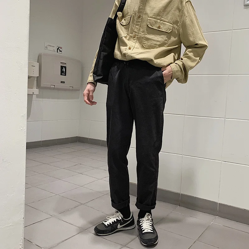 Men's Casual Pants 2019 Spring New Youth Popular Personality Retro Loose Straight Tooling Trousers Youth Casual Men's Clothing 