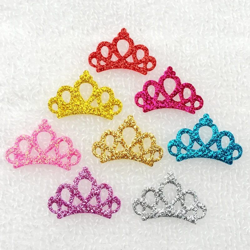 

Fashion 80pcs/lot New DIY Party Glitter Felt Crown riverdale qatar uae patches Supply Birthday Applique DIY Hair Accessories