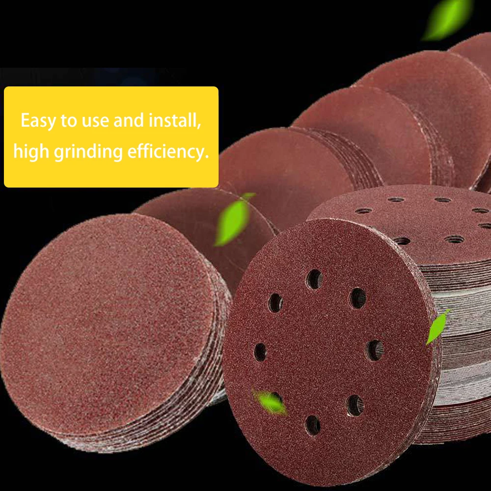

100/PCS 125mm Hook Loop Sandpaper with 8 Hole Sand Pads Set Sanding Discs Hook Loop Sandpaper Round Sandpaper Disk Sand Sheet