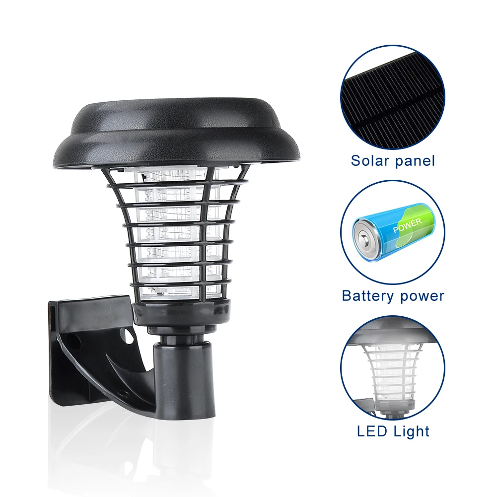 Solar Power Mosquito Killer Wall mounted UV LED Bug Zapper Insect