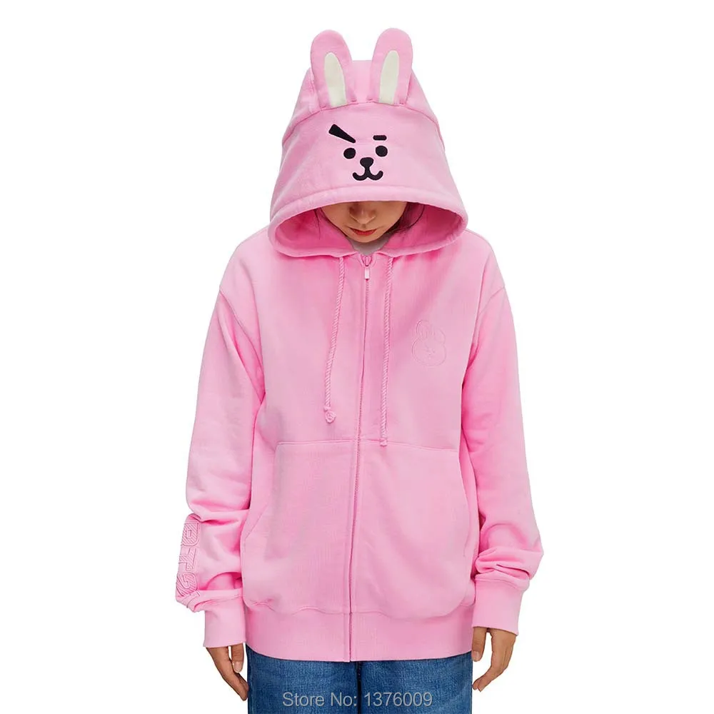 KPOP BTS мультфильм TATA Толстовка для женщин Повседневное толстовки на молнии BT21 Sudadera