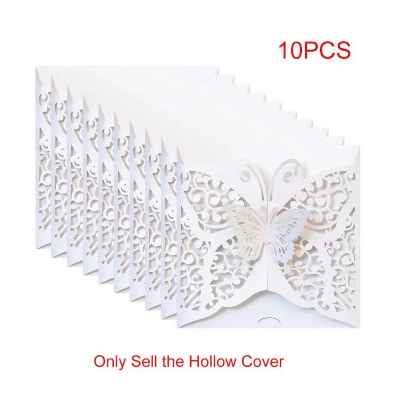  10pcs Hollow Butterfly Wedding Invitation Cards Card Paper and Cover Kit for Wedding Birthday Showe - 33006123445