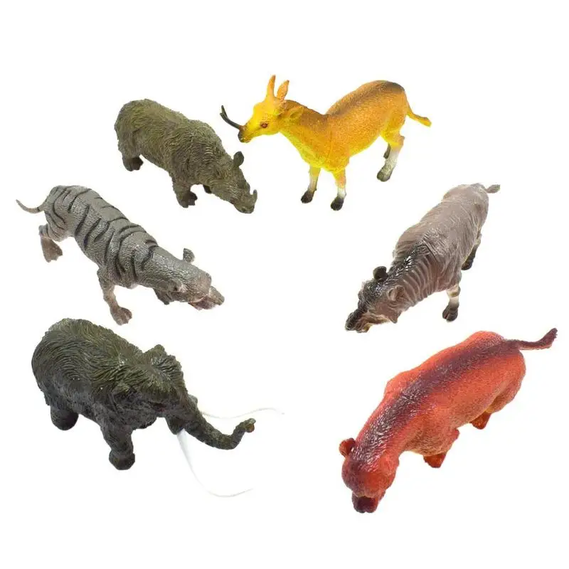 6 шт. Имитация животных Мамонт сабля зубчатые Тигр Фигурка Носорога пластик игрушечные лошадки