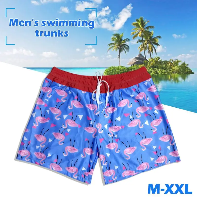 

2019 New Flamingo Pattern Printing Swimming Pants Shorts Swimming Trunks Swimming Suit For Men Baech Shorts