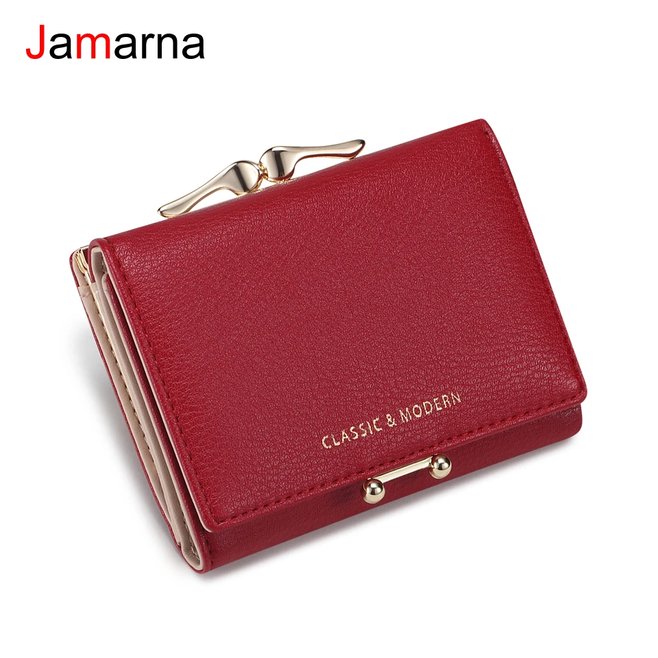 Jamarna Women Wallet Coin Purse Clasps PU Wallet Female Small Card Holder Clasps Design Slim ...