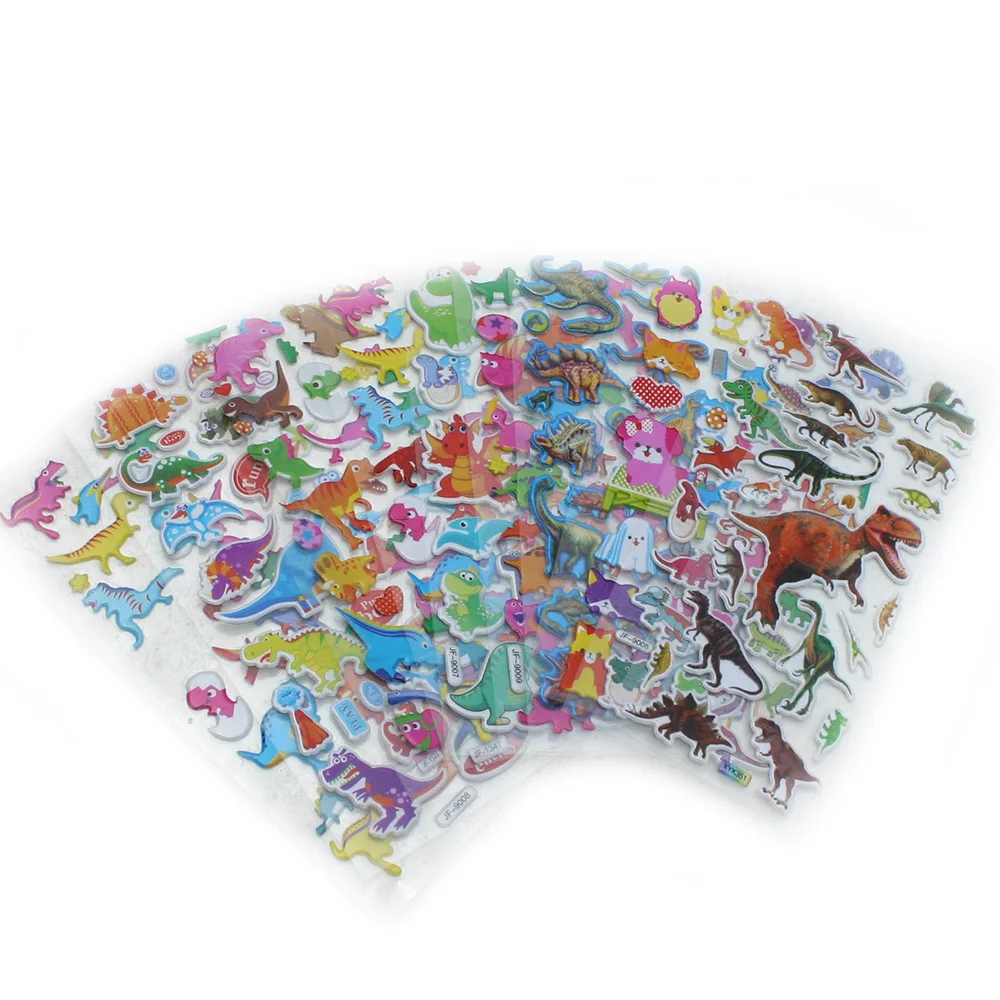 10Pcs no-repeat DIY Toys Stickers PVC Gifts For Kids Small Animal Cartoon Dinosaur D#