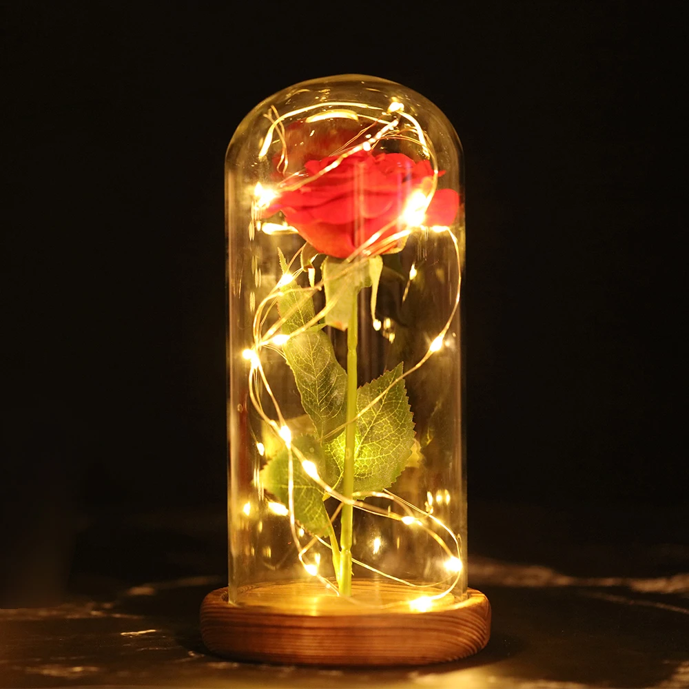 

LED light Home Decoration Wedding Gift Preserved Flowers Flower Birthday Gift Rose Flower Night light Rose Flower D20