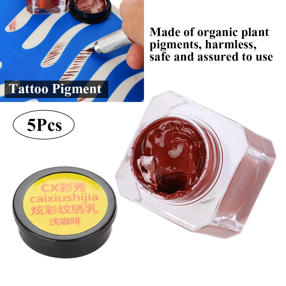 Professionelle 5 stücke Licht Kaffee Tattoo Tinte Microblading Tattoo Pigment Paste für Praxis Gebrauch Permanent Make-Up tattoo malen ein