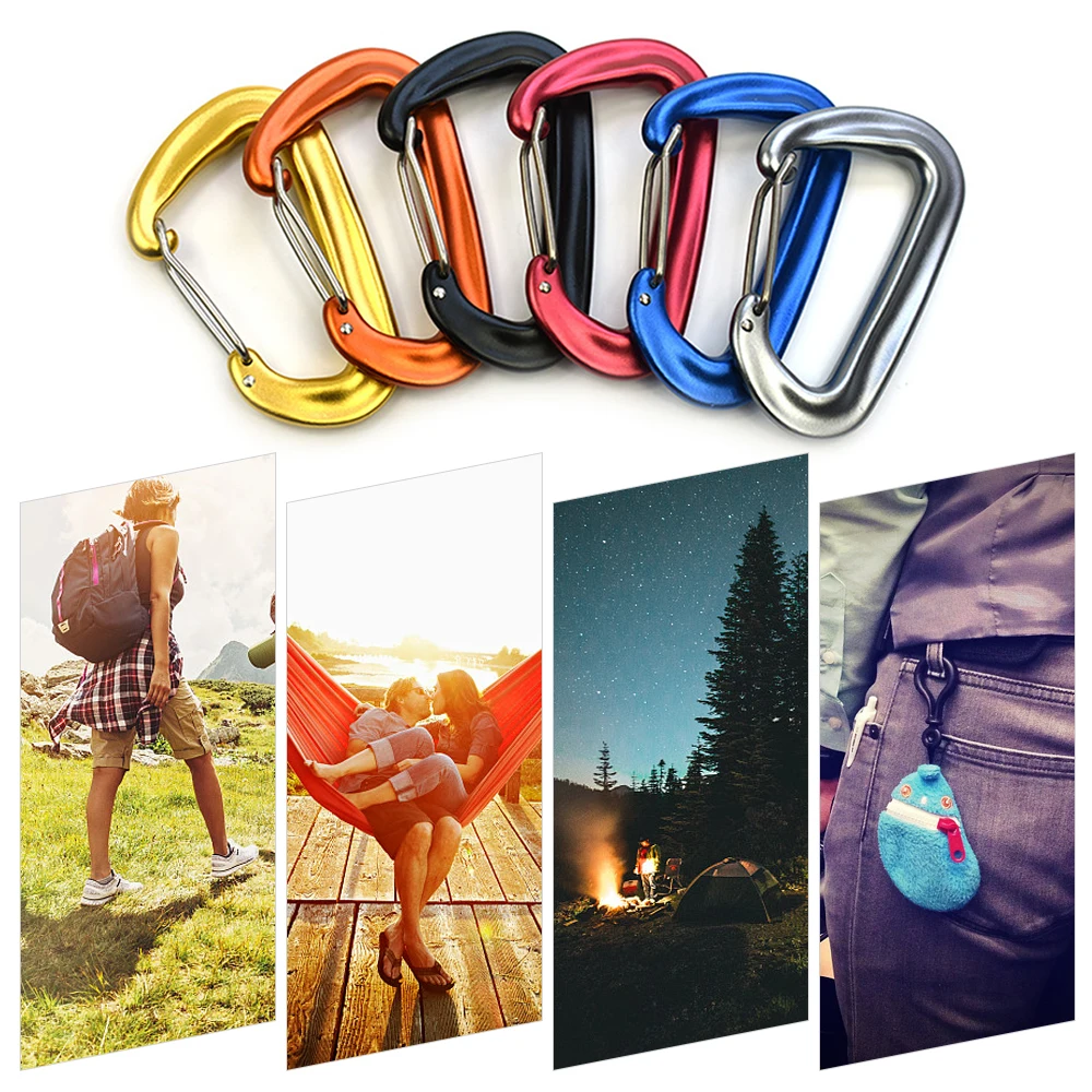 2PCS High Duty Carabiner 12KN EDC Keychain Clip Outdoor Camping Hammocks Hook Spring Clasps Travel Backpacking Wire Carabiners | Спорт и