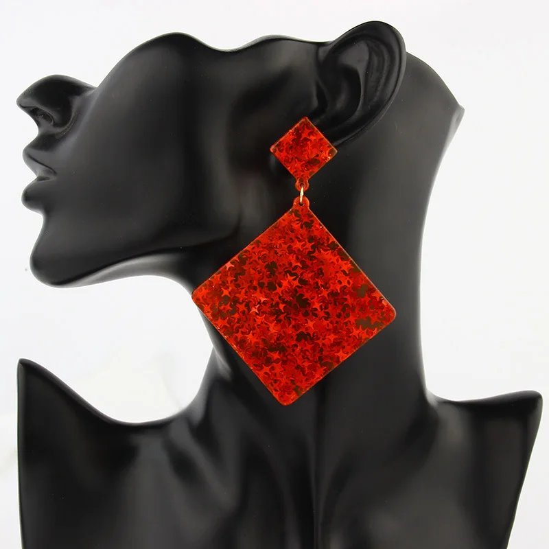 

Sequin Earrings African Earrings Acrylic Rhombus Geometric Trendy 2019 Fashion Stud Black Purple Jewelry for Women Ladies Femme