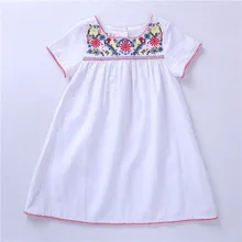 Платья для маленьких девочек; платье с вышивкой; летнее хлопковое белое праздничное платье для детей; одежда для детей; бутики; Y19615