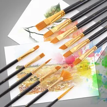 12 шт. кисти для рисования нейлоновые волосы набор кистей для рисования с 2 поддонами для рисования палитра для акварельных акриловых масляных картин отличный подарок