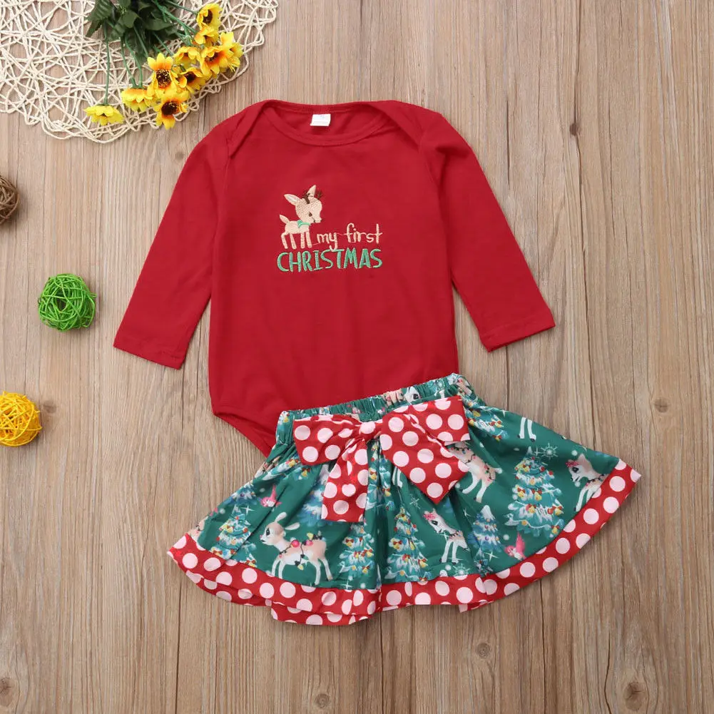 Рождественская Одежда для маленьких девочек; костюм; Одежда для новорожденных; комбинезон; комплект одежды