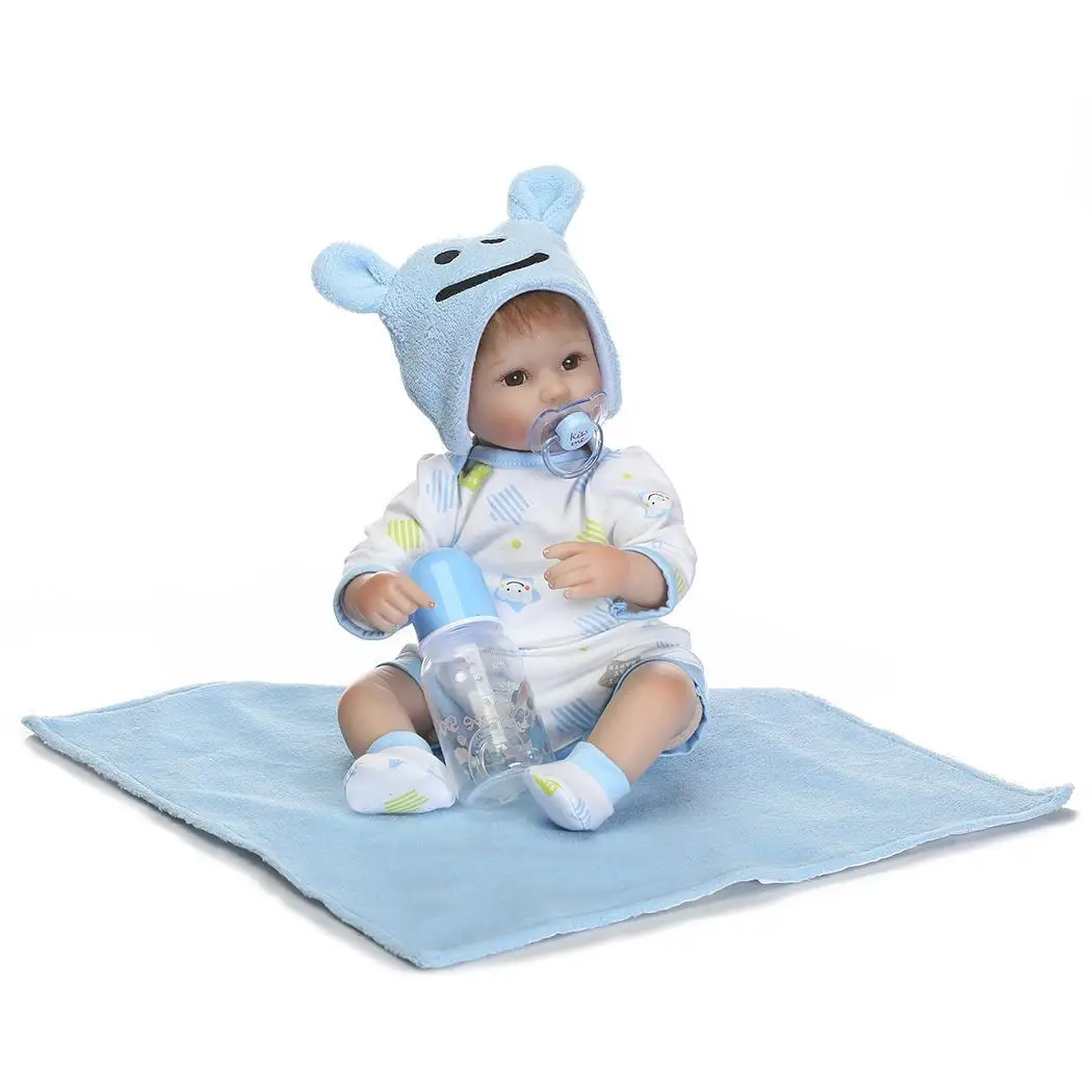 

Blue Clothes Playmate Baby 2 Doll Soft Pink Collectibles Realistic Reborn Silicone Unisex 4Years Gift With Kids