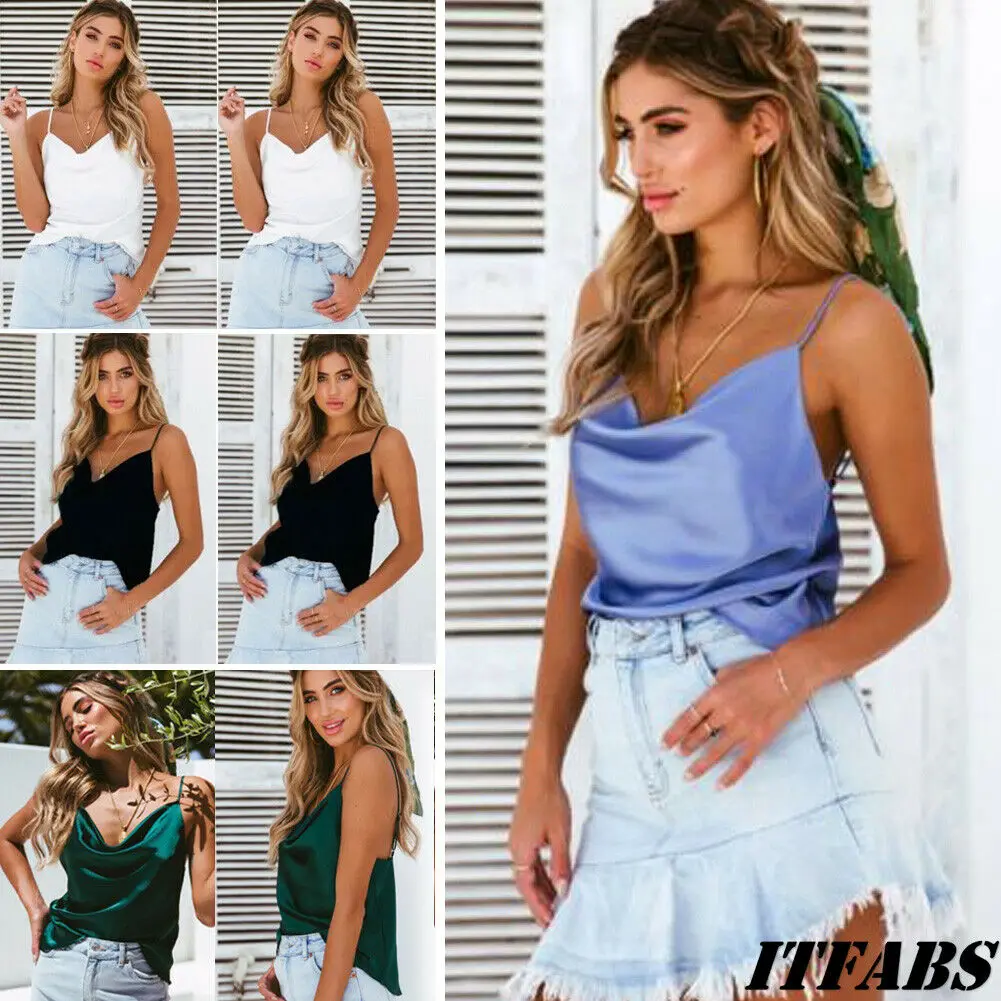 

Hot Sale Women Ladies Fashion Casual Summer Sleeveless Tank Top Silk Camisole Vest Tank Tops Hot