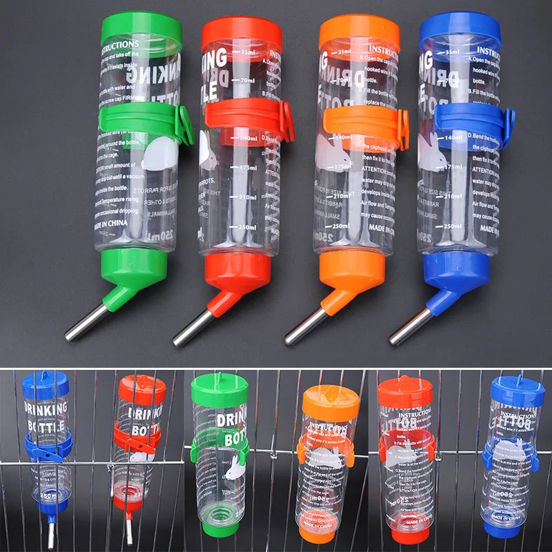 

1pc Pet Rabbit Automatic Water Feeder 250ml Rabbit Hamster Drinking Hanging Bottle for Small Pet Random Color