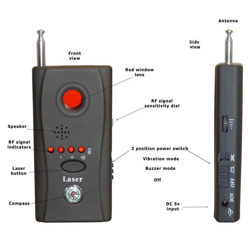

Full Range Anti - Spy Bug Detector CC308 Mini Wireless Camera Hidden Signal GSM Device Finder Privacy Protect Security