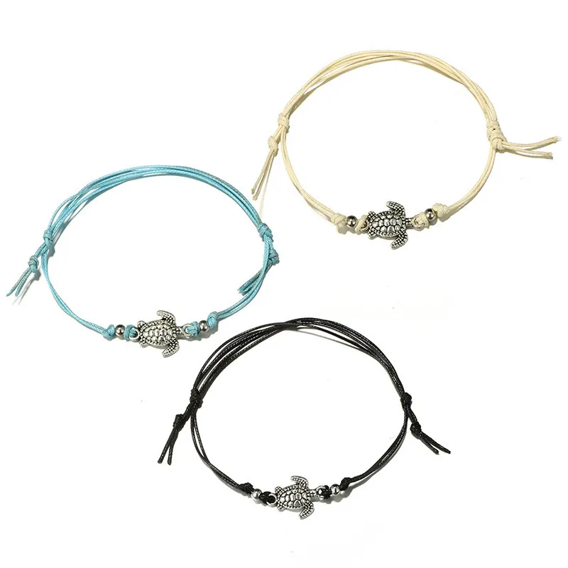 

Fashionable Lovely Sea-turtle Pendant Wax Cord Anklet Bracelet Female Girls Accessory