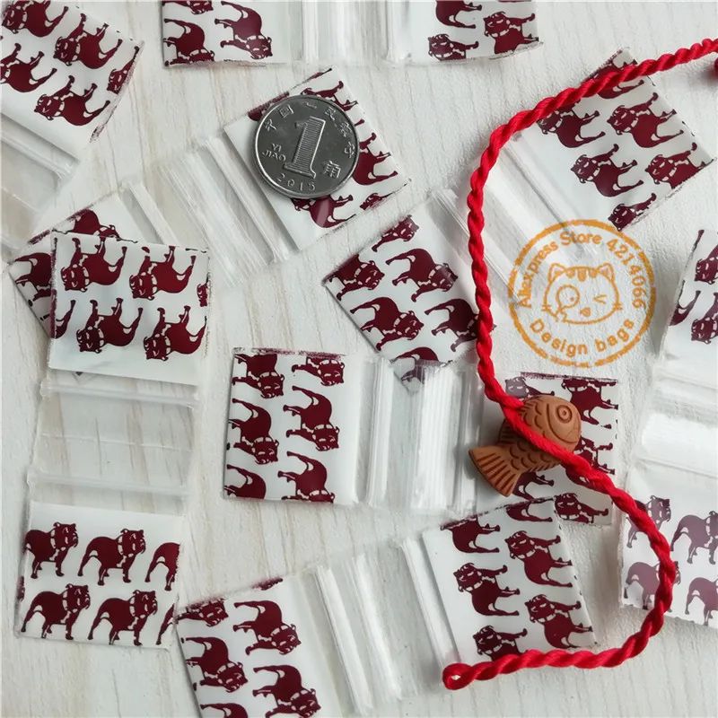

1010 Animal Ziplock Bags 2.5x2.5cm Baggies Ziploc Logo Print Top Dog Pit Bull Design Plastic 100pcs