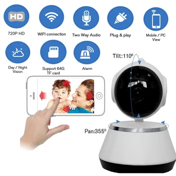 

Mini IP Camera P2P IP HD 720P Wifi Camera Two Way Audio IR Night Vision Camera Baby Monitor Alarm Auto Remote Control