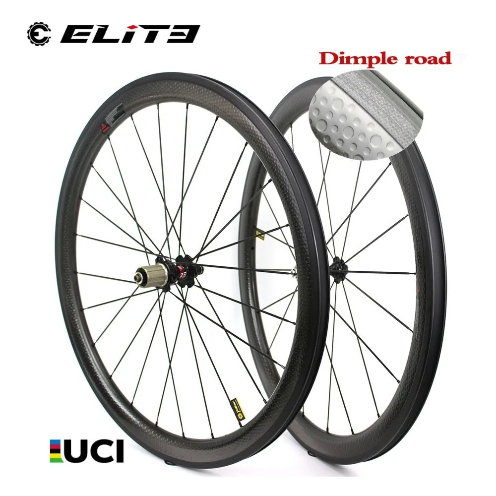 ELITEWHEELS 700C дорожные колеса Dimple карбоновые для велосипеда Tubular / Clincher 45 мм с Novatec J