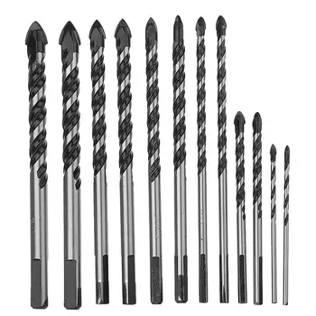 

10pcs 1/8 1/4 5/16 3/8 1/2 inch Masonry Drill Bits Twist Drill Set for Tile Brick Cement Concrete