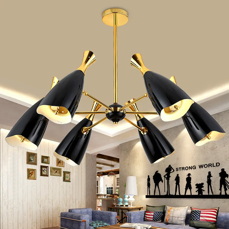 

New Design Plate 6 Light Black Metal Led Chandelier Post Modern Minimalism Lustre Foyer Duke Led Pendant Chandelier