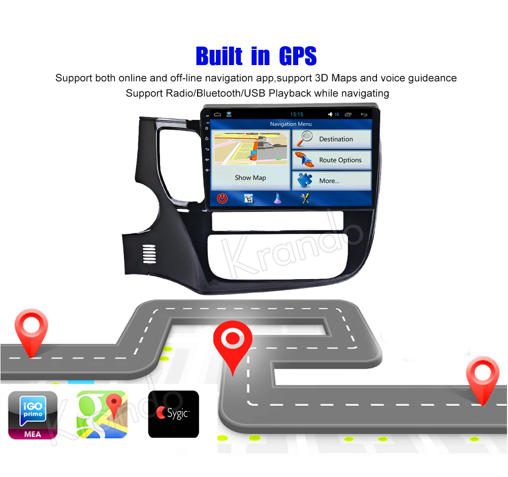 Discount Krando Android 8.1 10.1" IPS Full touch car multimedia player for MITSUBISHI Outlander 2014- 2017 GPS navigation system BT 5