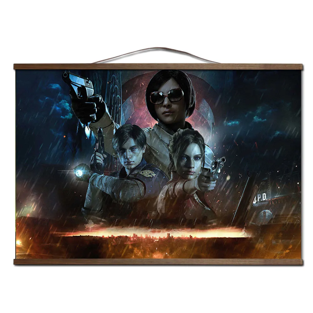 

Resident Evil 2 Remake Game Shoot Video Game Comic Poster Canvas Ada Wong and Claire and Chris Home Room Wall Printing Decor