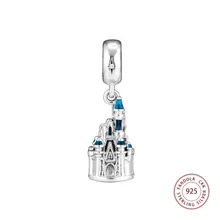 Подвески в виде Замка Золушки Настоящее серебро 925 пробы волт мир Висячие бусины Изготовление ювелирных изделий Подходит бренд браслеты