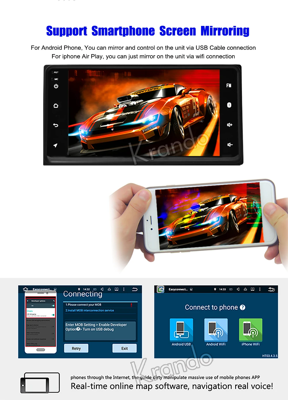 Excellent Krando Android 8.1 7" IPS Full touch car navigation system for Toyota Universal radio player stereo gps multimedia Bluetooth 4