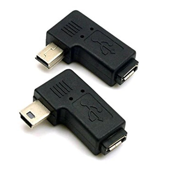 2 шт. 90 градусов левый и правый угловой мини USB 5pin мужчина к Micro Женский