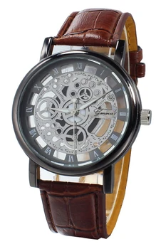 

Men's Faux Leather Band Wrist Skeleton Watch