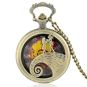 

IBEINA Alice Theme Full Hunter Quartz Engraved Fob Retro Pendant Pocket Watch Chain Gift Punk Vintage Style