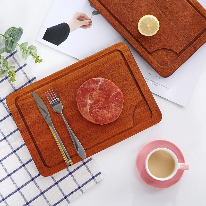 Us 21 0 31 Off Solid Wood Cutting Board Rectangular Tray Pizza Plate Sink Cake Bread Fruit Vegetables Steak Kitchen Chopping Board Blocks In